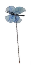 Glas sommerfugl på wire farve lyse blå med striber